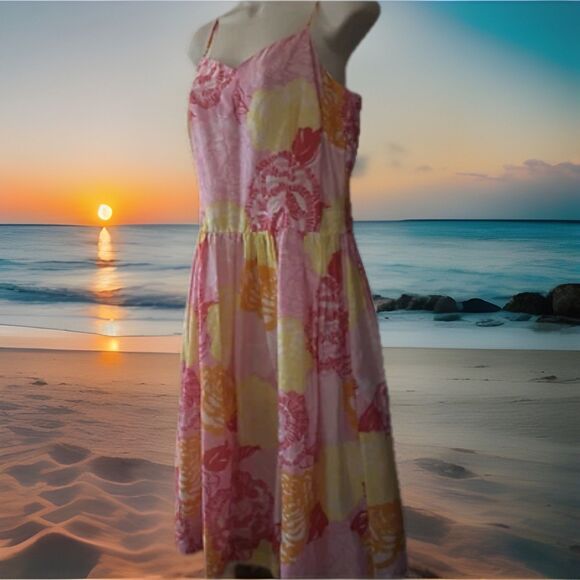 Lilly Pulitzer Winners Circle Pink Floral White Label Sleeveless Sundress Sz 8 - Picture 2 of 11